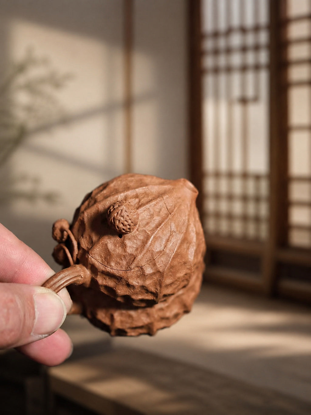 Product view 7 of 85ml Peanut Sculptural Form zisha teapot in Aged Duanni Clay, No. 222