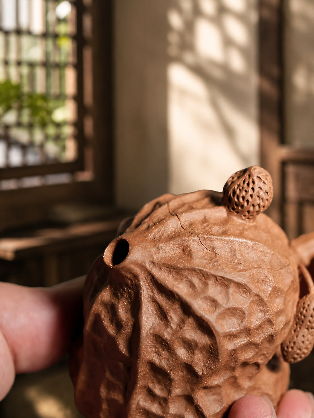 Product view 8 of 85ml Peanut Sculptural Form zisha teapot in Aged Duanni Clay, No. 222