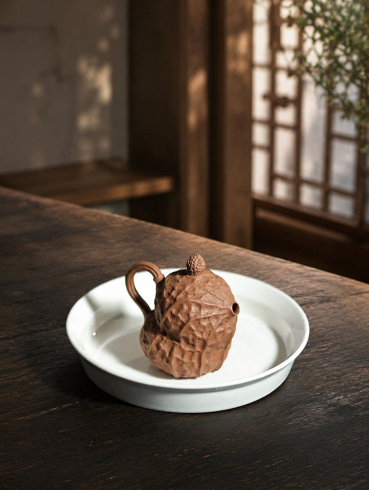 Product view 9 of 85ml Peanut Sculptural Form zisha teapot in Aged Duanni Clay, No. 222