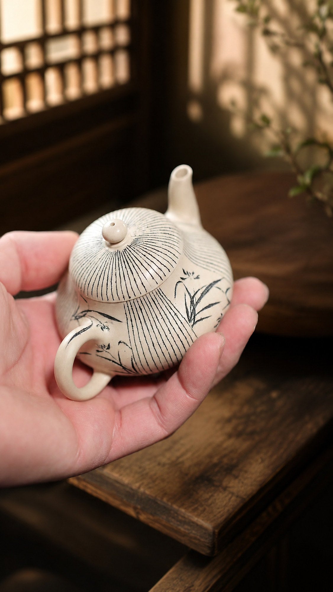 Product view 2 of 100ml Pear-Shaped zisha teapot in Baiyu Duanni Clay, No. 326