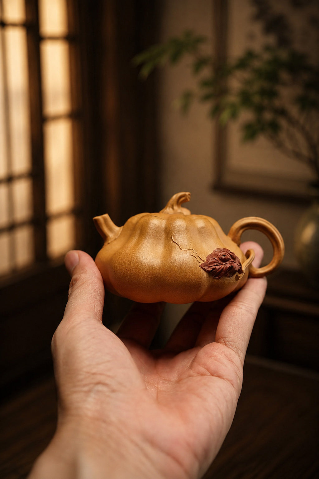 Product view 4 of 135ml Pumpkin Form zisha teapot in Golden Duanni Clay, No. 242
