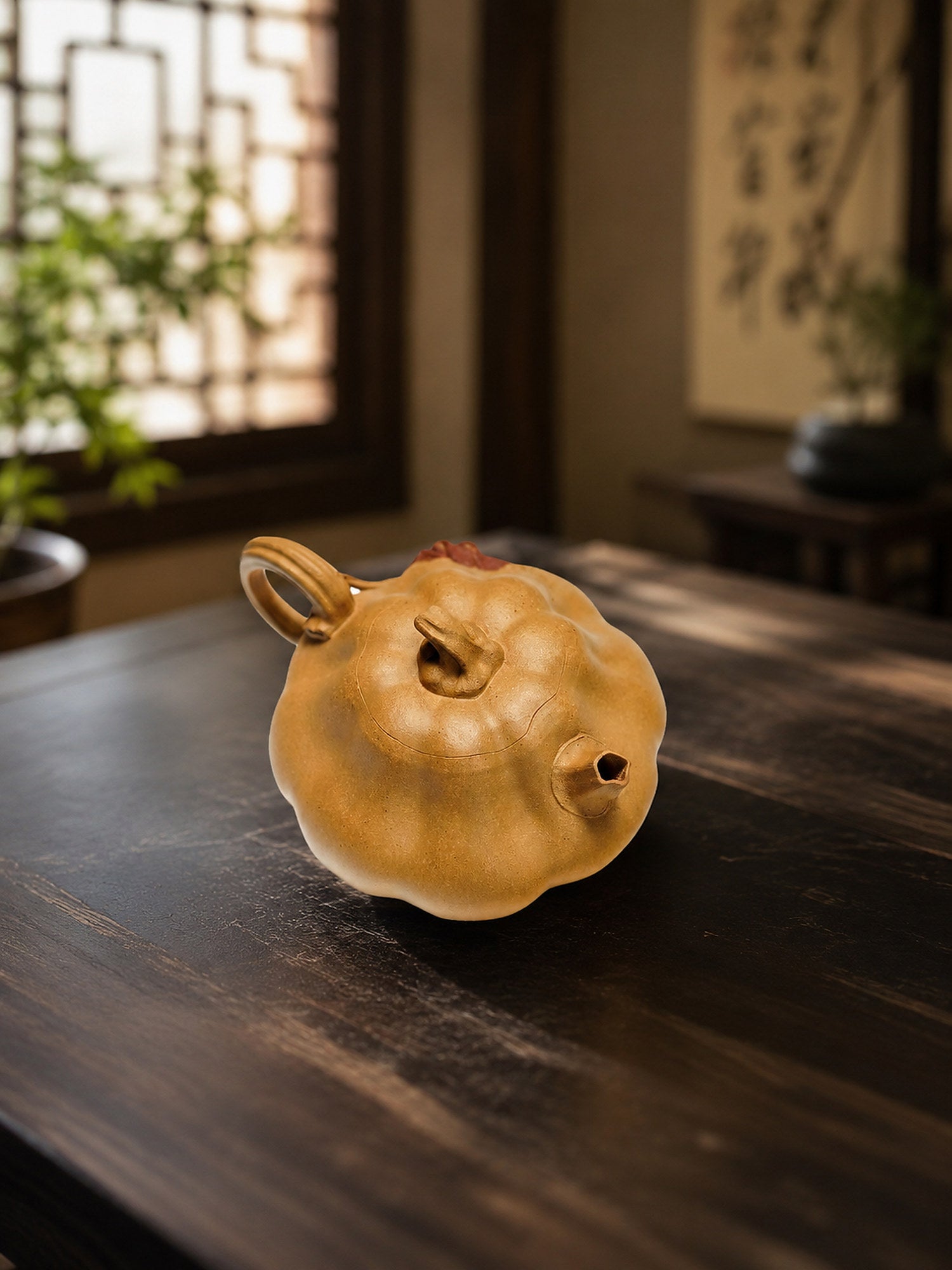 Product view 6 of 135ml Pumpkin Form zisha teapot in Golden Duanni Clay, No. 242