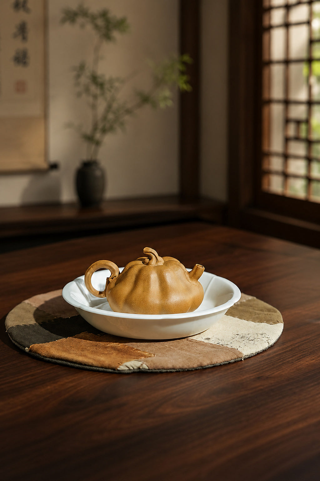 Product view 8 of 135ml Pumpkin Form zisha teapot in Golden Duanni Clay, No. 242