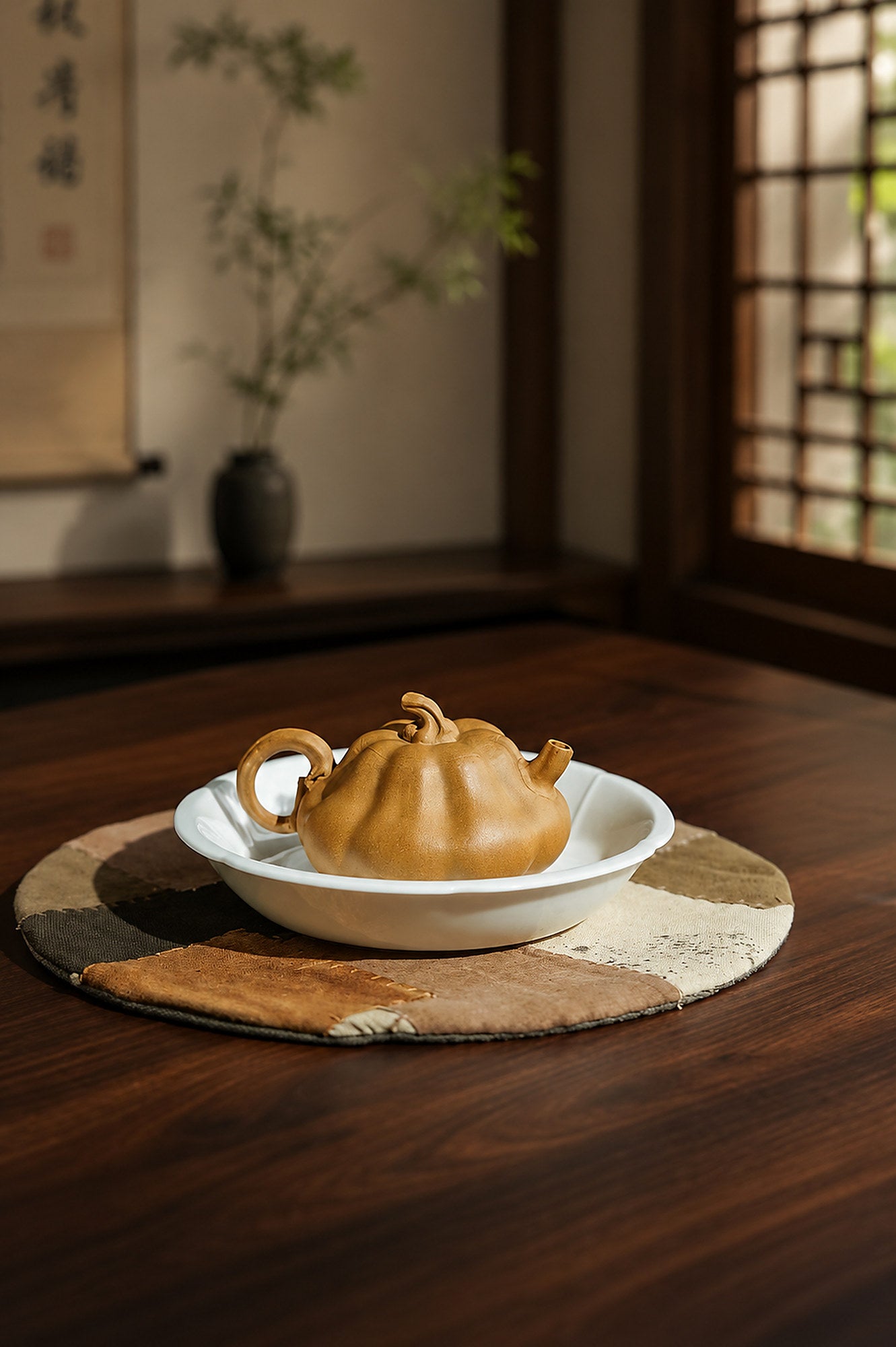 Product view 8 of 135ml Pumpkin Form zisha teapot in Golden Duanni Clay, No. 242