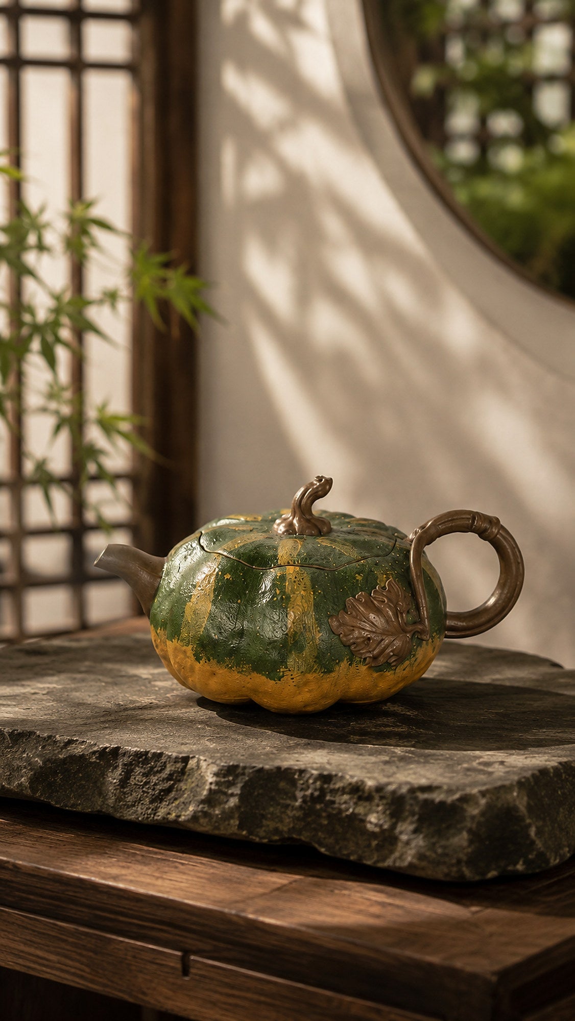 Product view 1 of 160ml Pumpkin Sculptural Form zisha teapot in Aged Duanni Clay, No. 010