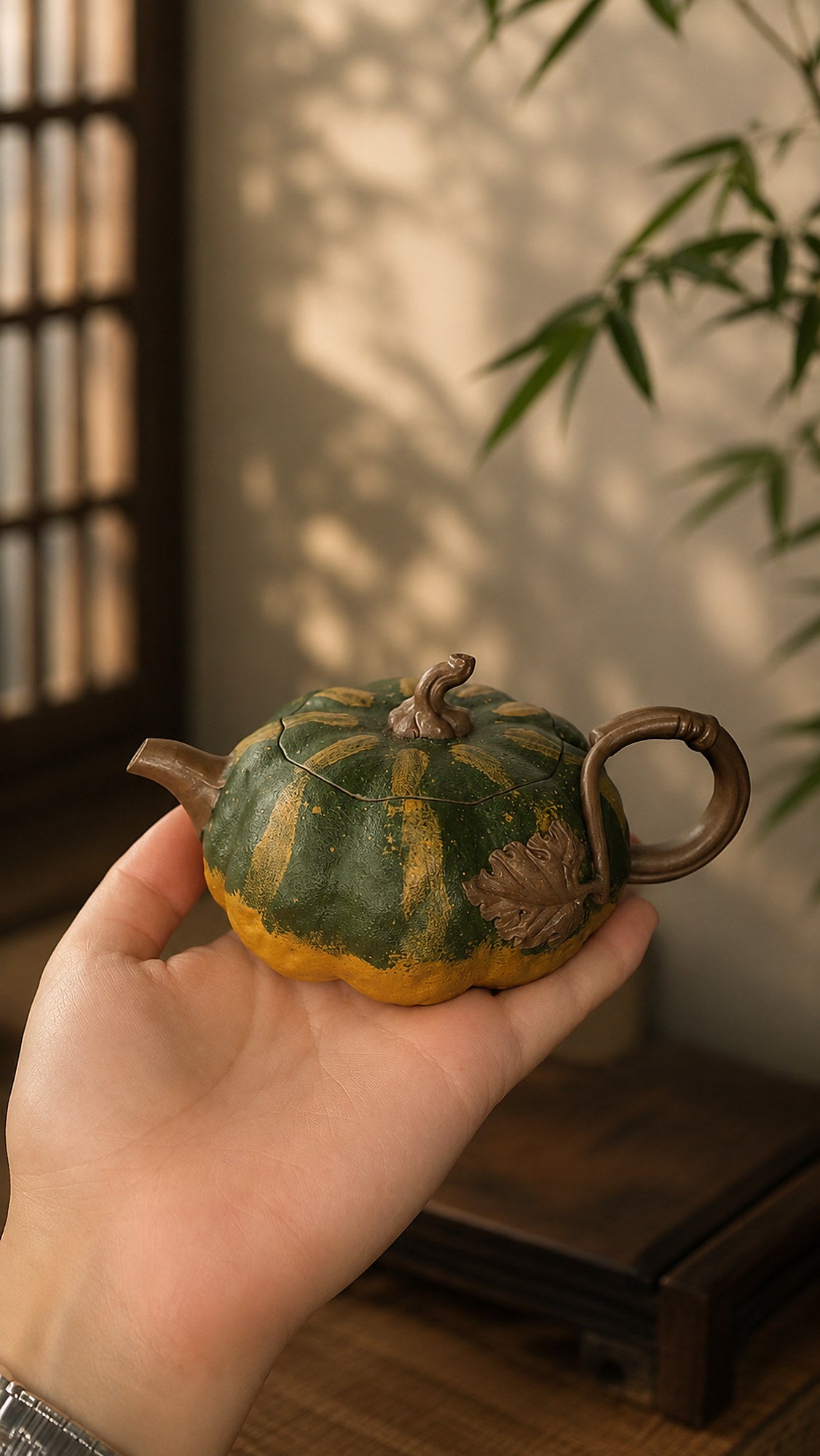 Product view 2 of 160ml Pumpkin Sculptural Form zisha teapot in Aged Duanni Clay, No. 010