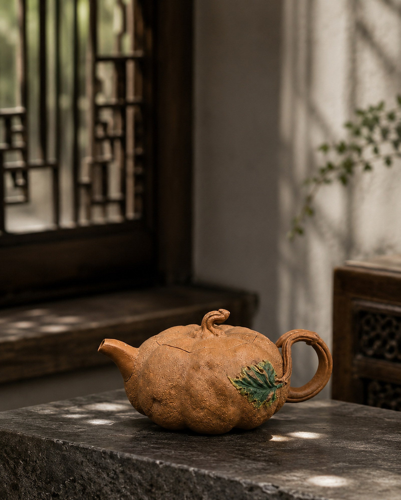 Product view 1 of 150ml Pumpkin Sculptural Form zisha teapot in Golden Duanni Clay, No. 002