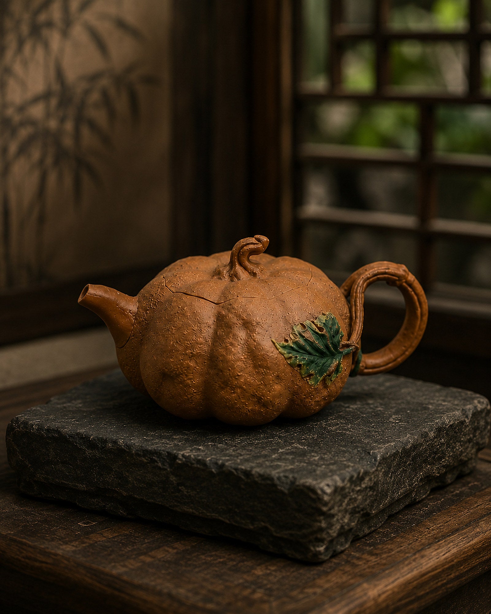 Product view 2 of 150ml Pumpkin Sculptural Form zisha teapot in Golden Duanni Clay, No. 002