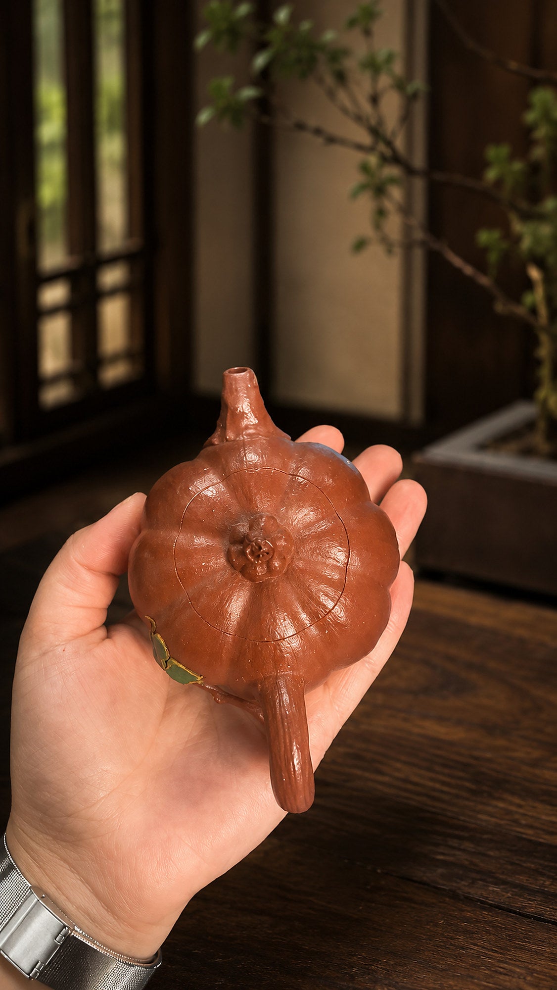 Product view 2 of 120ml Pumpkin Sculptural Form zisha teapot in Jiangponi Clay, No. 008
