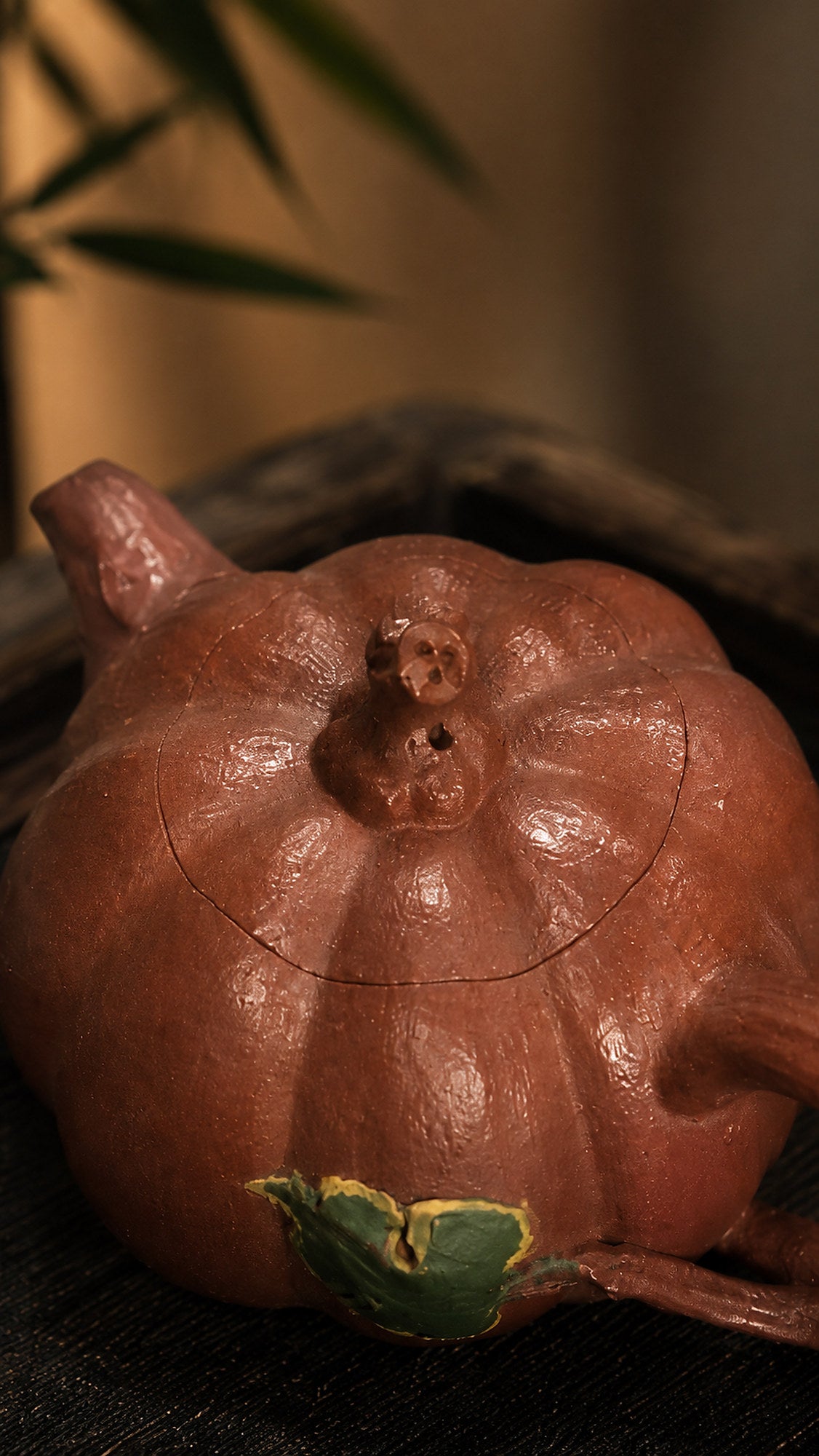 Product view 3 of 120ml Pumpkin Sculptural Form zisha teapot in Jiangponi Clay, No. 008