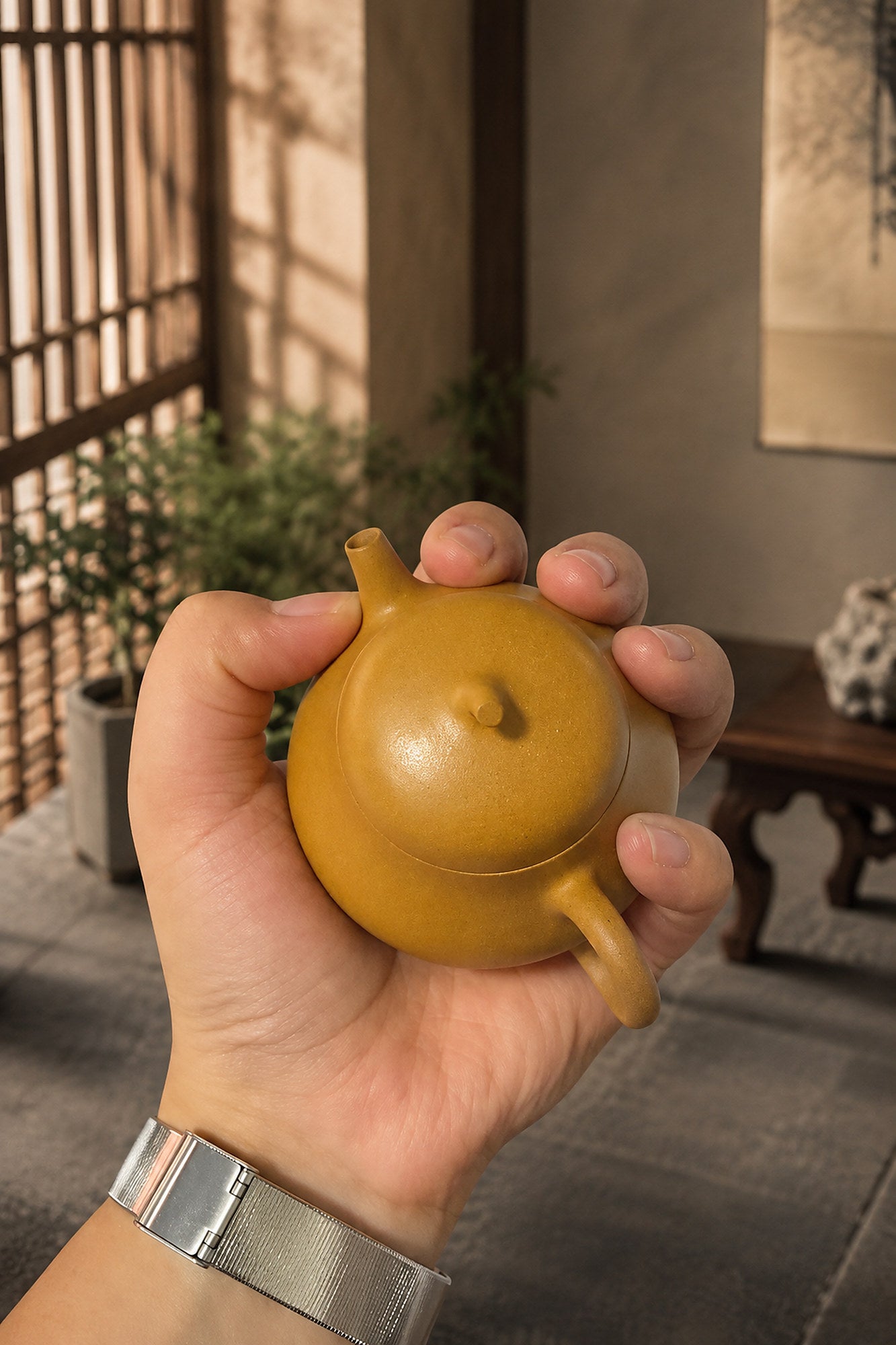 Product view 2 of 100ml Qie Gua zisha teapot in Golden Duanni Clay, No. 027