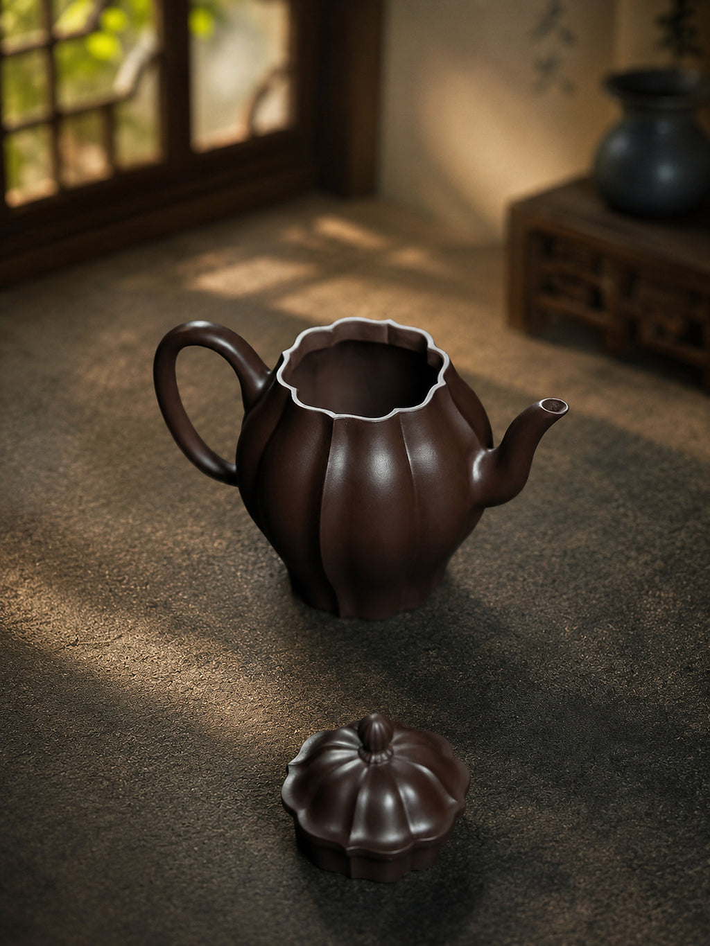 Product view 9 of 150ml Ribbed Form zisha teapot in Aged Zini Clay, No. 255