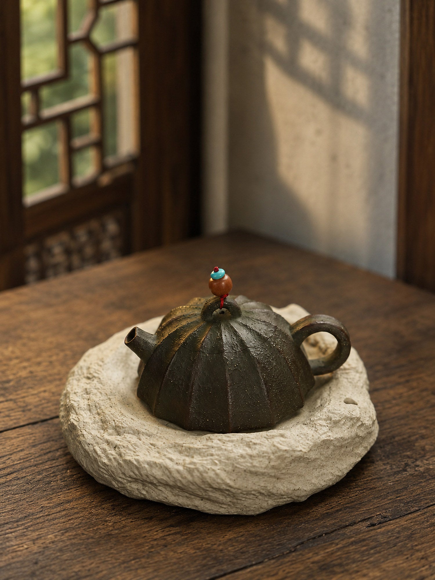 Product view 3 of 80ml Ribbed Form zisha teapot in Aged Zini Clay, No. 406