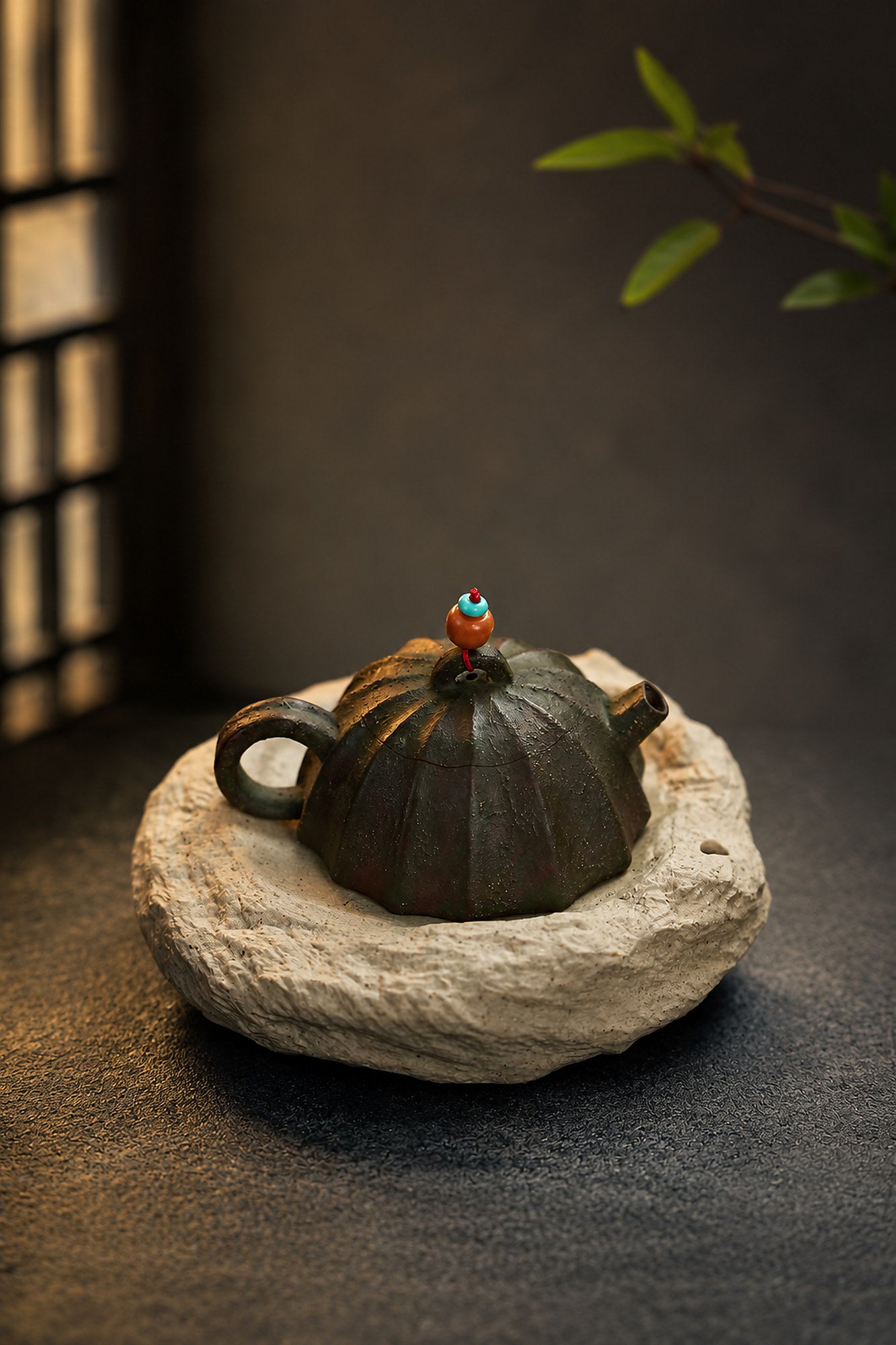 Product view 9 of 80ml Ribbed Form zisha teapot in Aged Zini Clay, No. 406