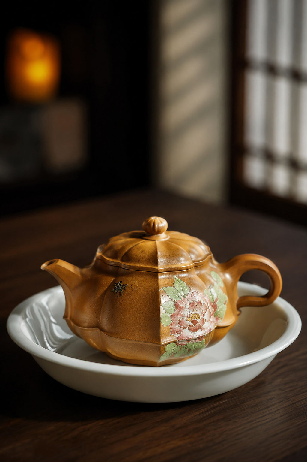 Product view 5 of 180ml Ribbed Form zisha teapot in Golden Duanni Clay, No. 441