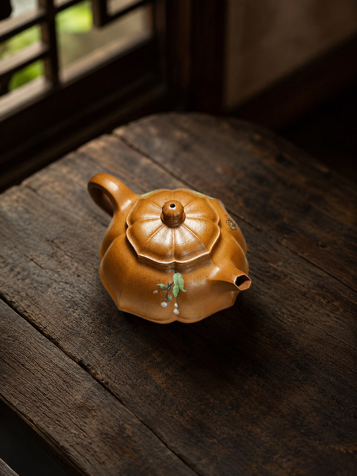 Product view 6 of 180ml Ribbed Form zisha teapot in Golden Duanni Clay, No. 441