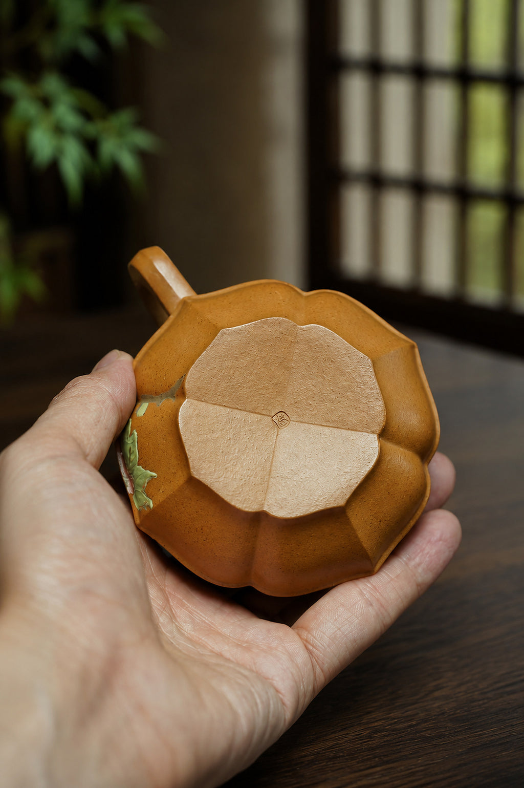 Product view 7 of 180ml Ribbed Form zisha teapot in Golden Duanni Clay, No. 441