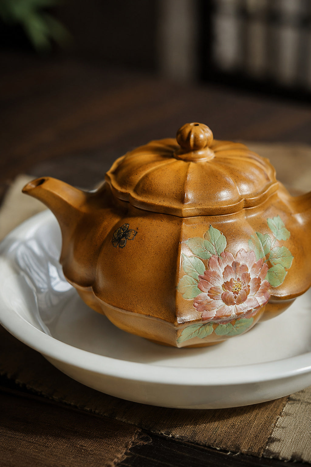 Product view 8 of 180ml Ribbed Form zisha teapot in Golden Duanni Clay, No. 441