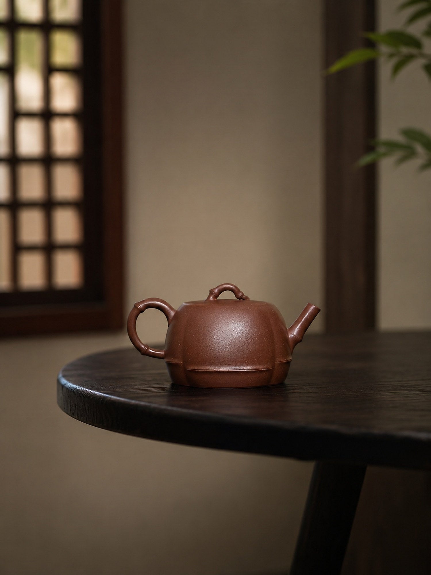 Product view 1 of 160ml Ribbed Form zisha teapot in Red Jiangponi Clay, No. 414