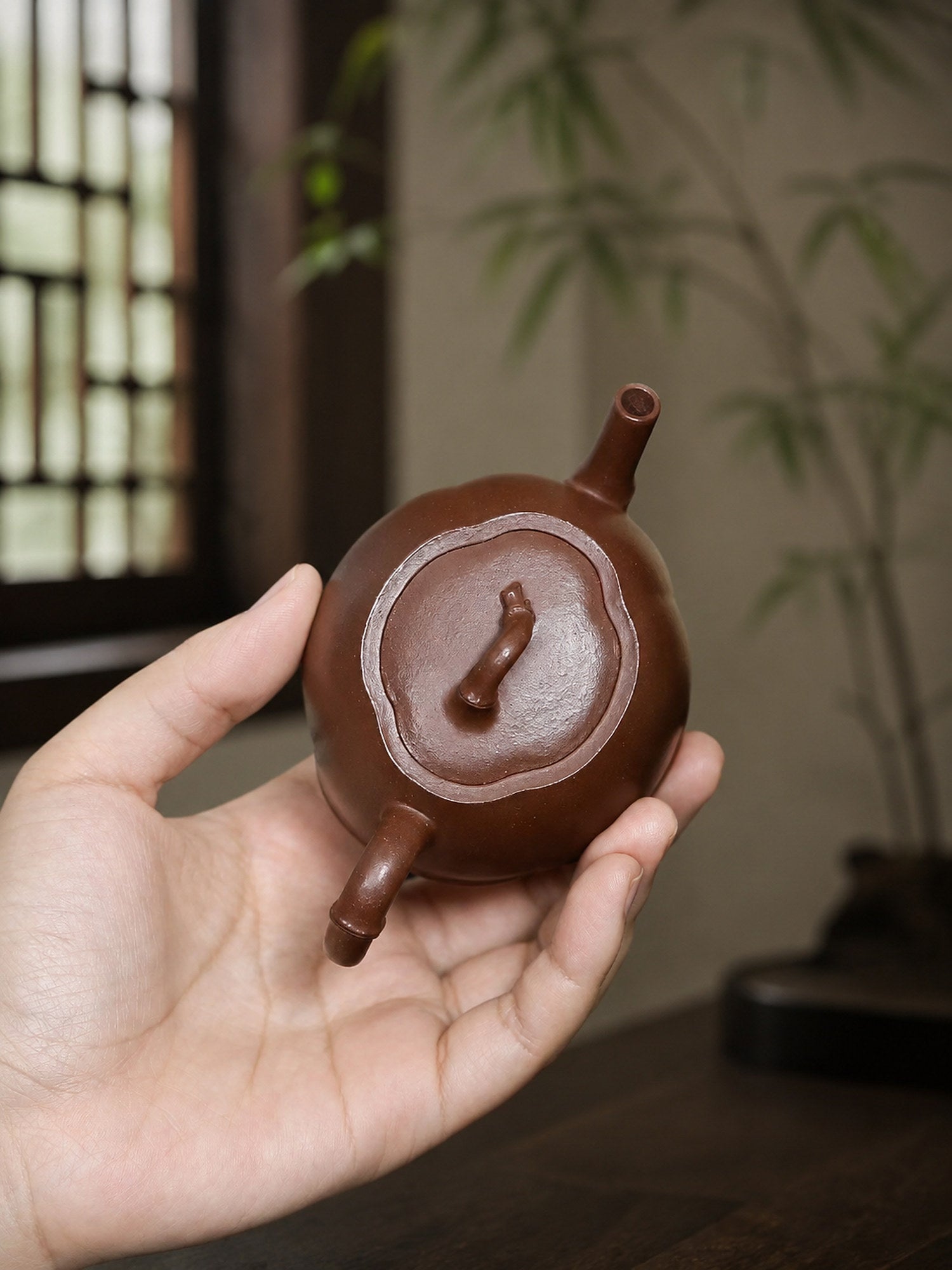 Product view 2 of 160ml Ribbed Form zisha teapot in Red Jiangponi Clay, No. 414