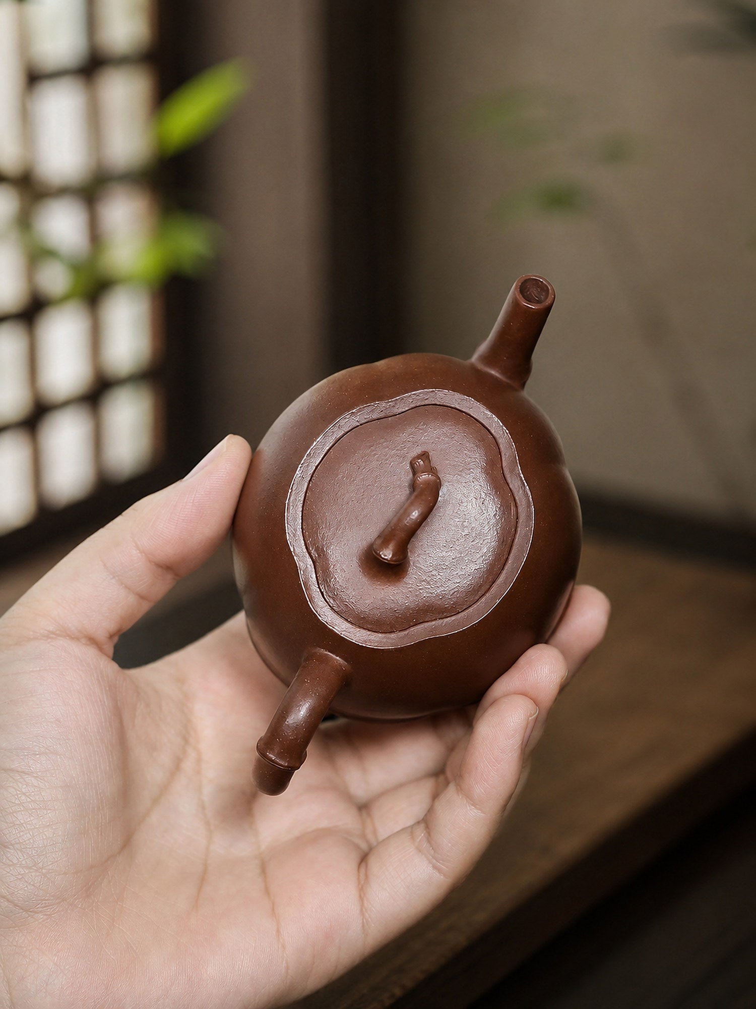 Product view 3 of 160ml Ribbed Form zisha teapot in Red Jiangponi Clay, No. 414