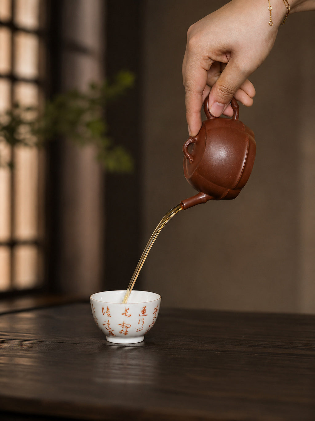 Product view 8 of 160ml Ribbed Form zisha teapot in Red Jiangponi Clay, No. 414