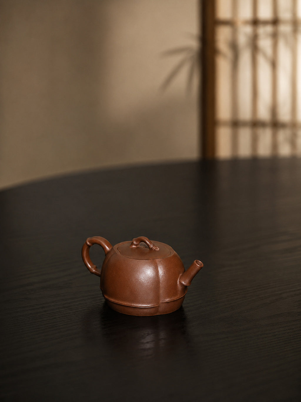 Product view 9 of 160ml Ribbed Form zisha teapot in Red Jiangponi Clay, No. 414