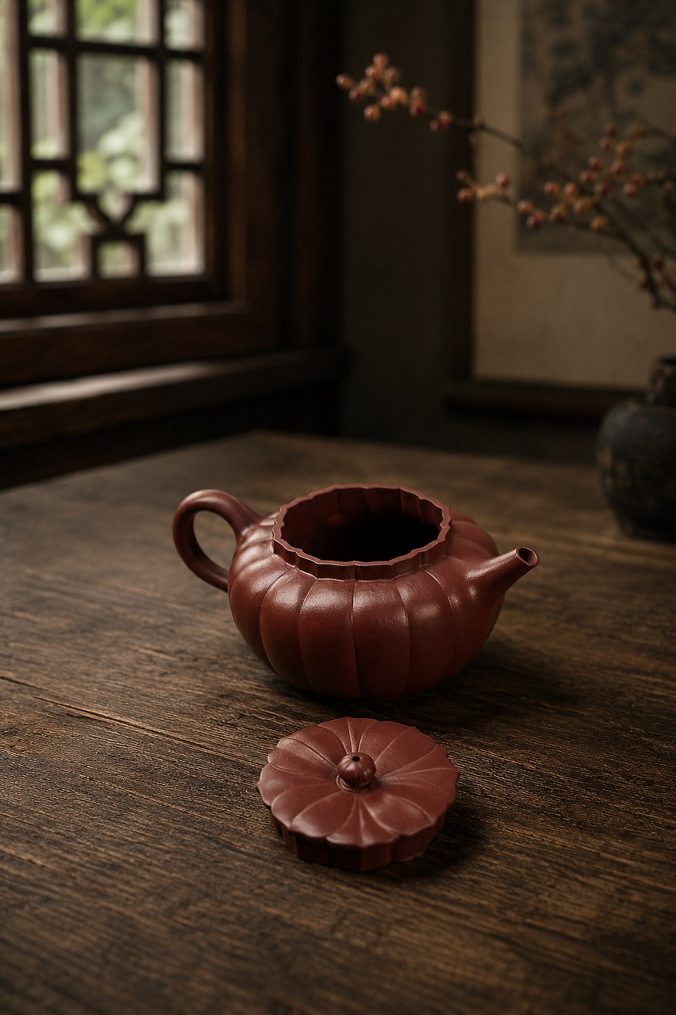 Product view 1 of 100ml Ribbed Form zisha teapot in Zhuni Clay, No. 228