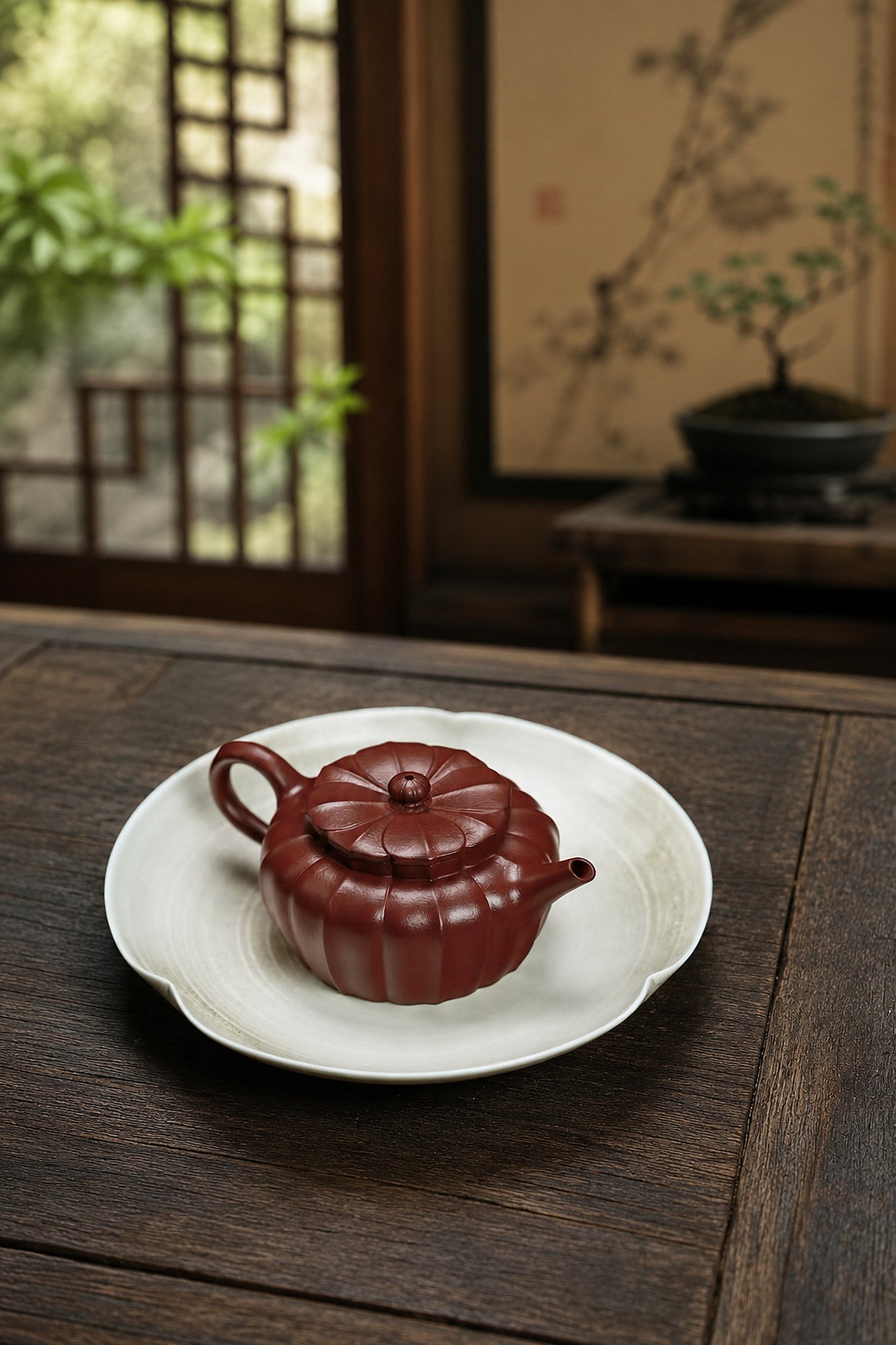 Product view 4 of 100ml Ribbed Form zisha teapot in Zhuni Clay, No. 228