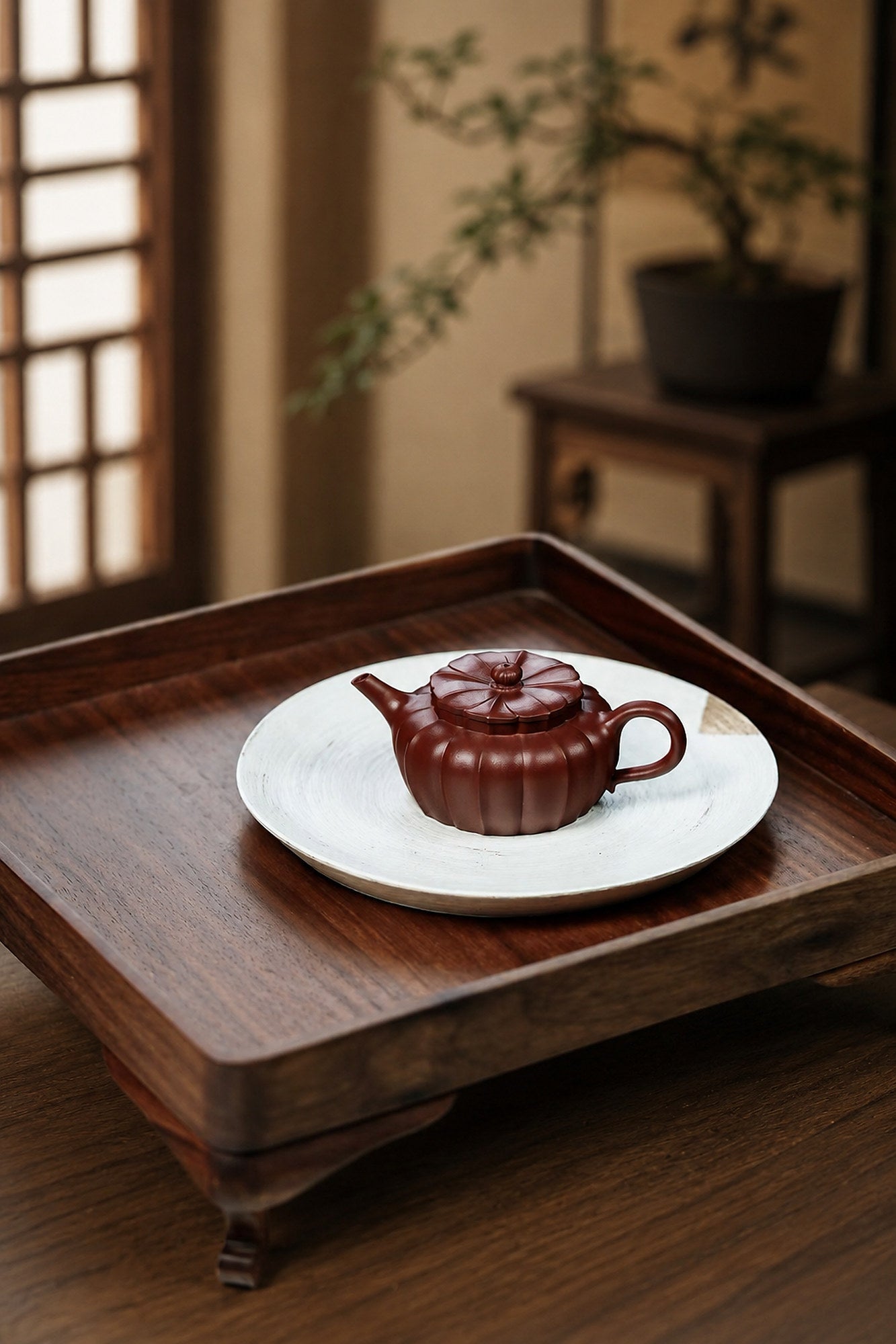 Product view 5 of 100ml Ribbed Form zisha teapot in Zhuni Clay, No. 228