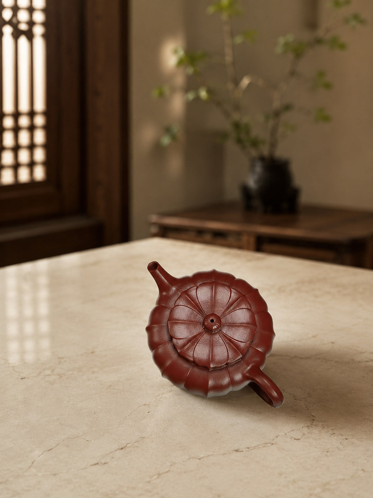 Product view 6 of 100ml Ribbed Form zisha teapot in Zhuni Clay, No. 228