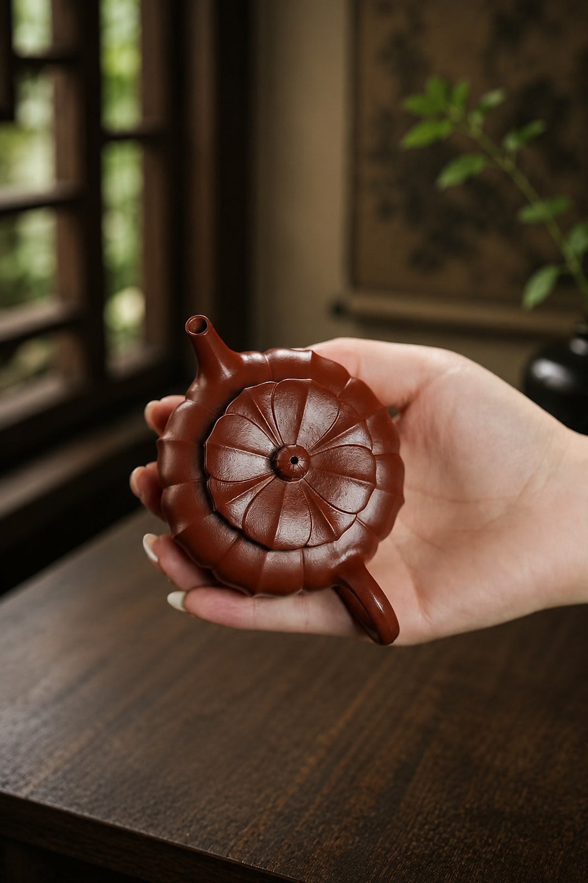 Product view 8 of 100ml Ribbed Form zisha teapot in Zhuni Clay, No. 228