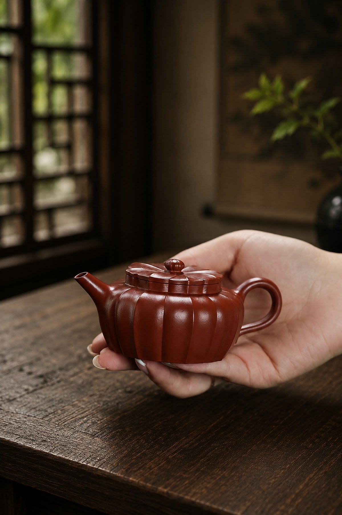 Product view 9 of 100ml Ribbed Form zisha teapot in Zhuni Clay, No. 228