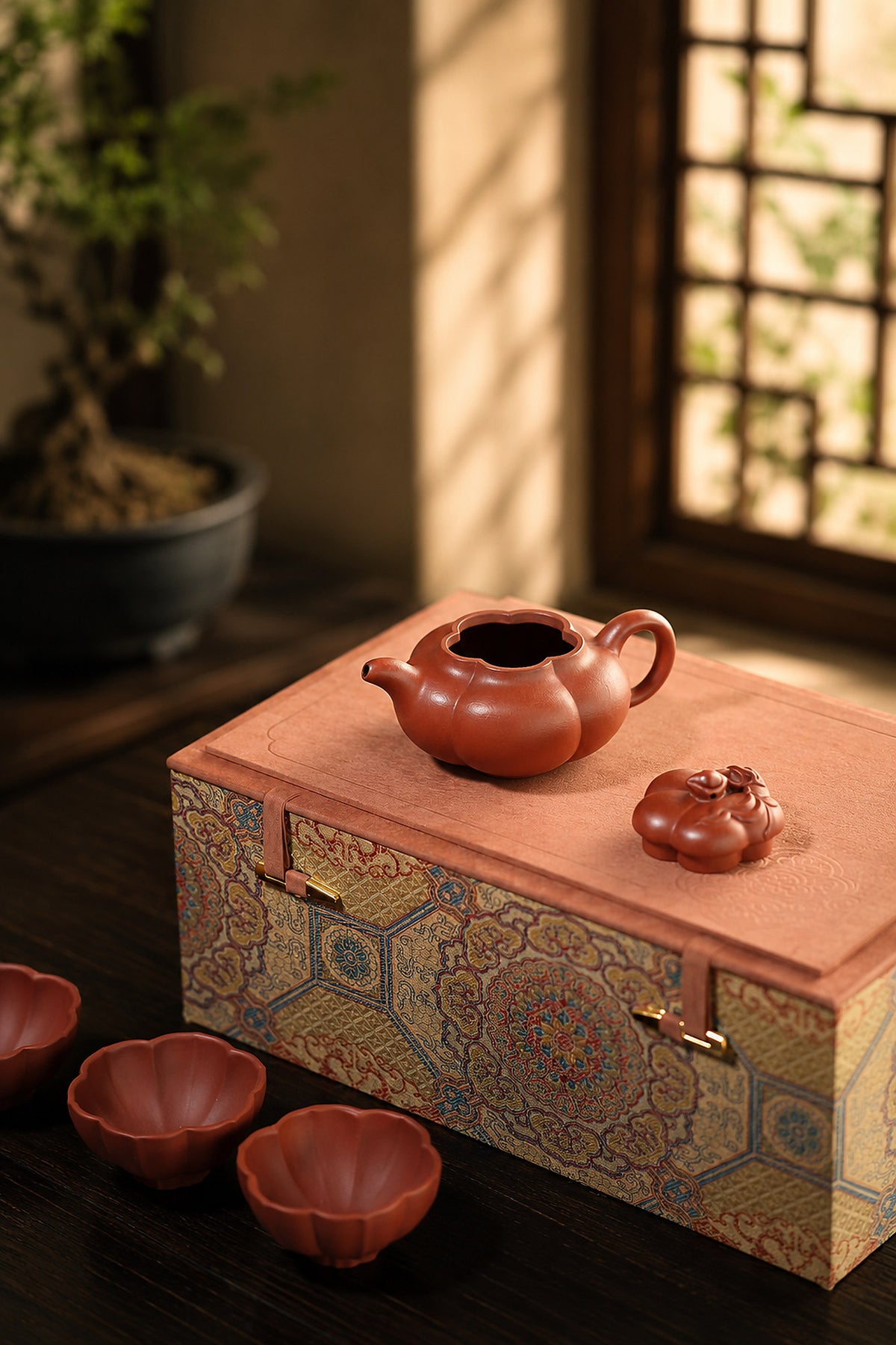 Product view 8 of 200ml Ribbed Form zisha teapot in Zhuni Clay, No. 306