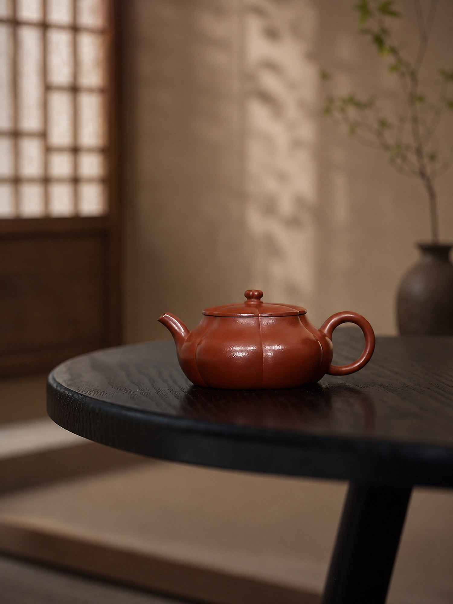 Product view 3 of 110ml Ribbed Form zisha teapot in Zhuni Clay, No. 420