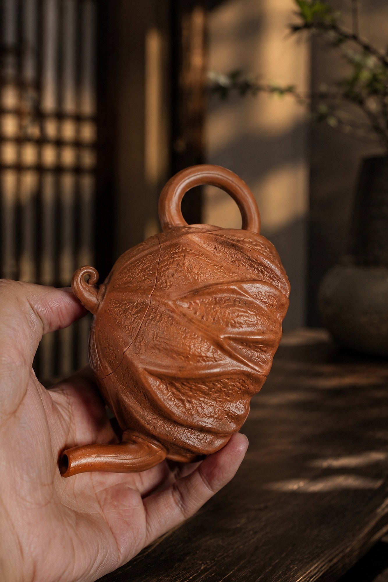 Product view 2 of 260ml Sculptural Form zisha teapot in Aged Duanni Clay, No. 356