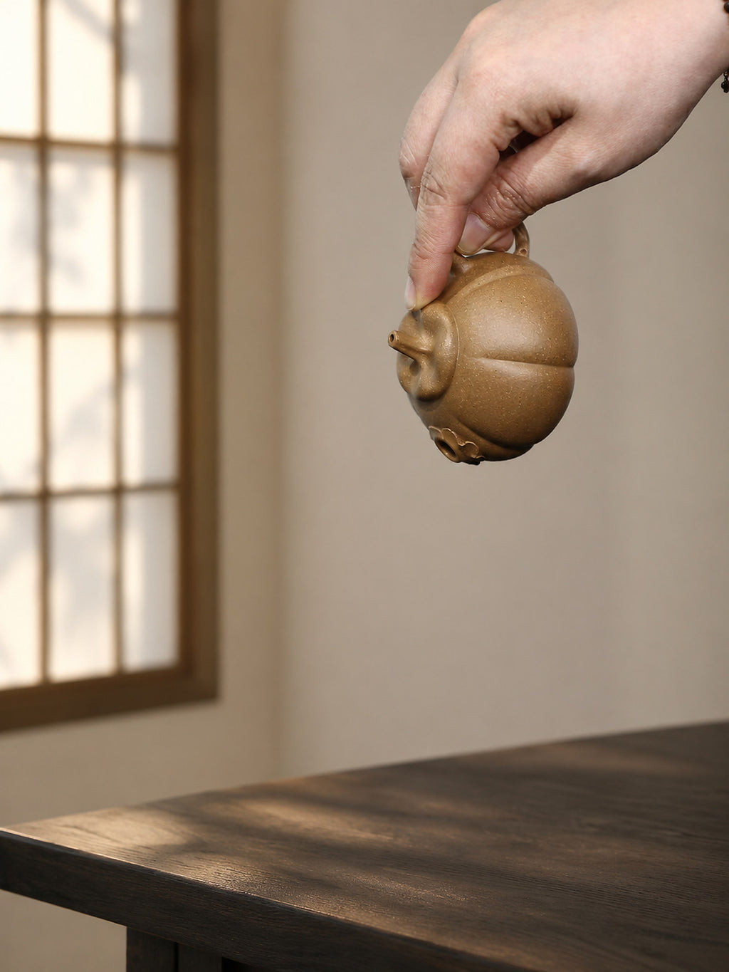 Product view 9 of 130ml Sculptural Form zisha teapot in Aged Duanni Clay, No. 415
