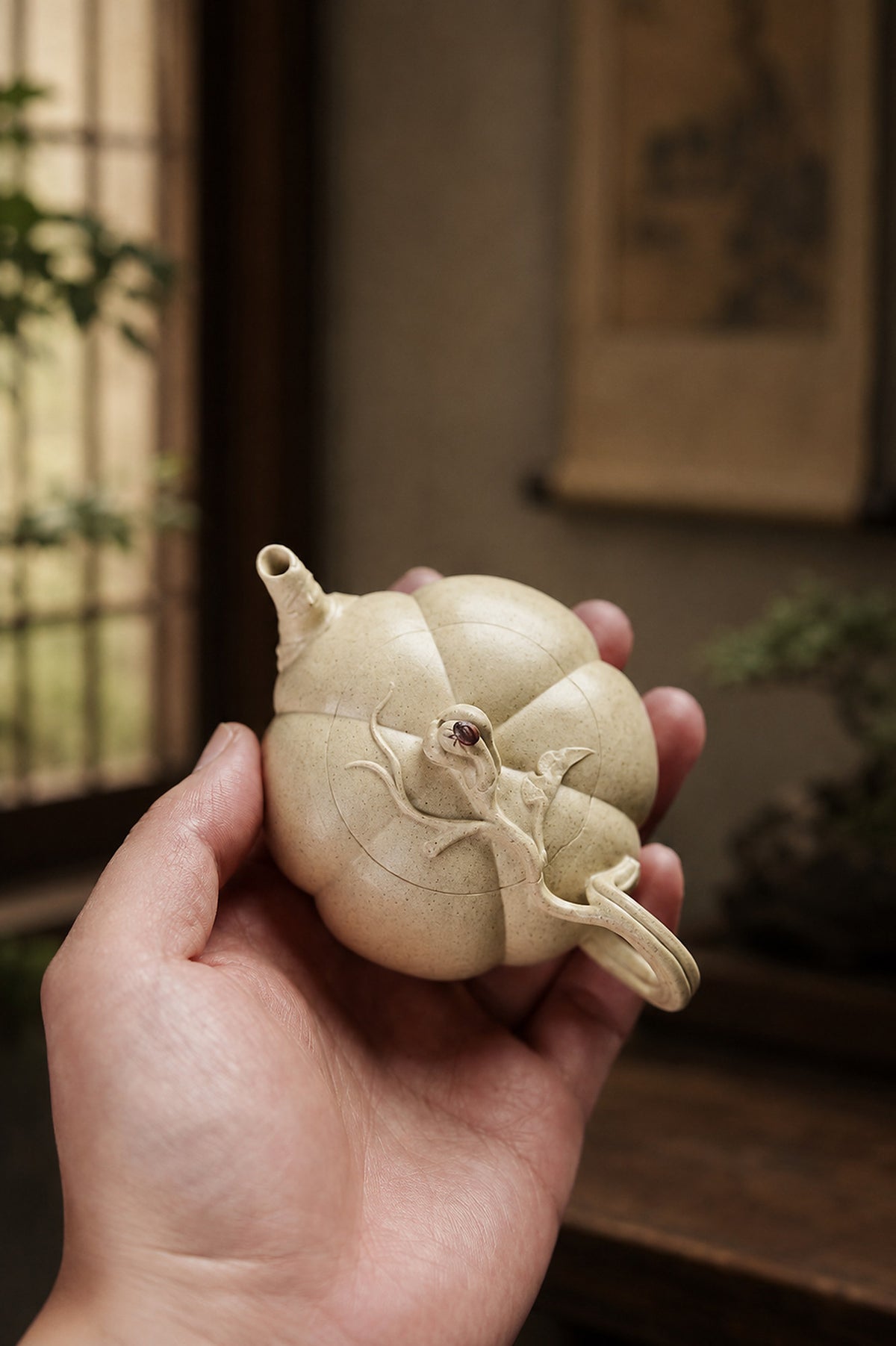 Product view 8 of 120ml Sculptural Form zisha teapot in Baiyu Duanni Clay, No. 278
