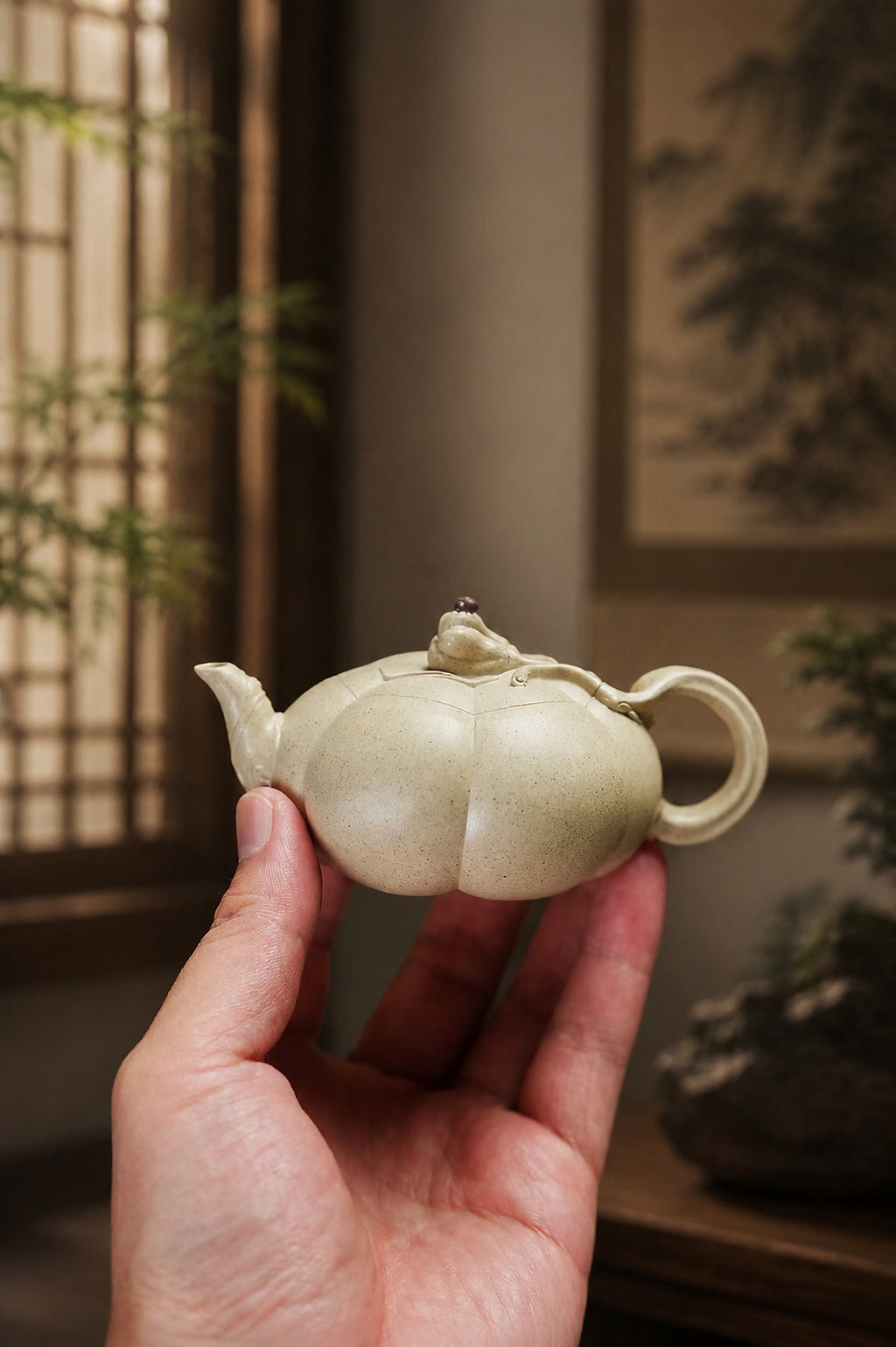 Product view 9 of 120ml Sculptural Form zisha teapot in Baiyu Duanni Clay, No. 278