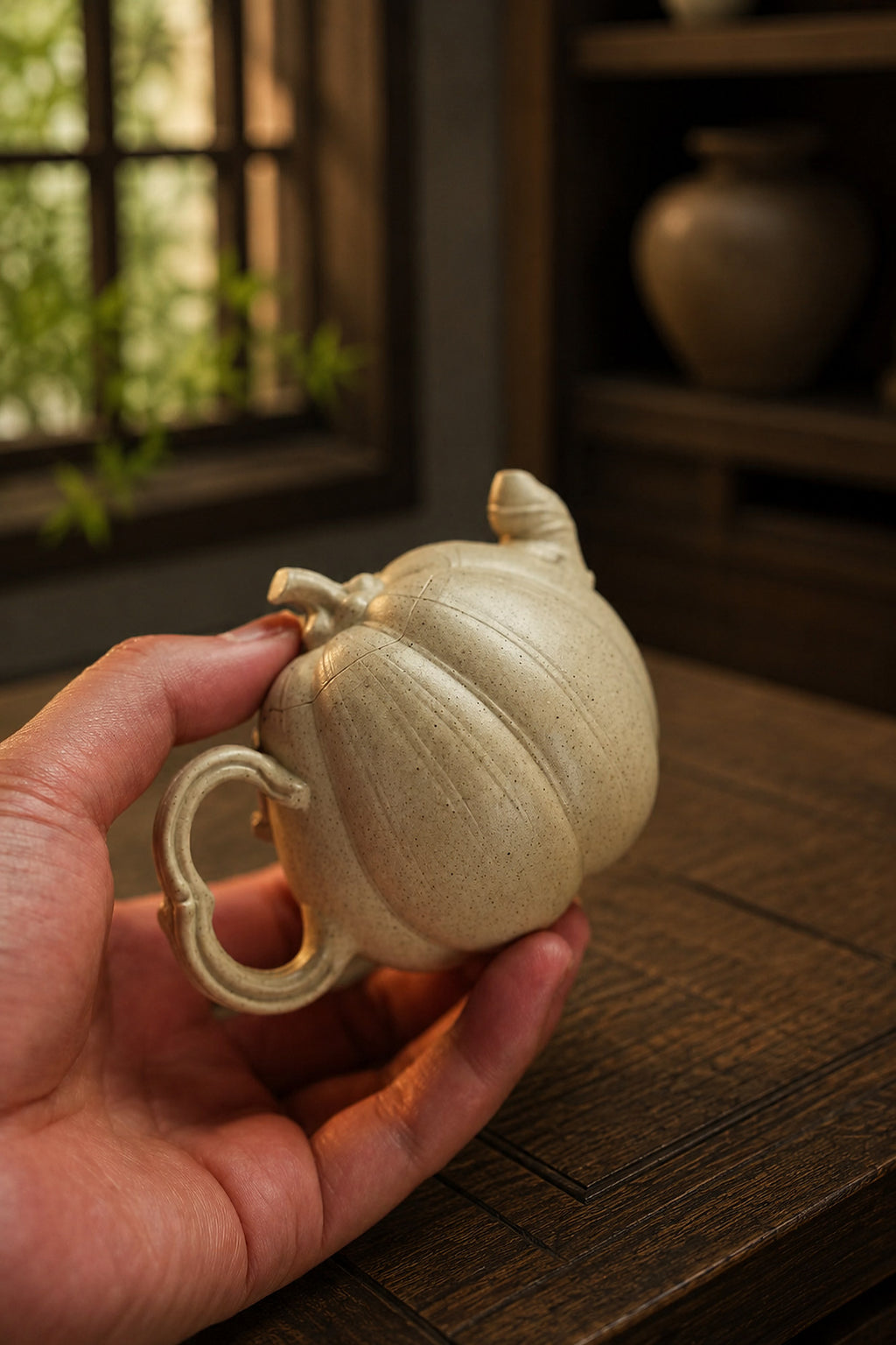 Product view 9 of 150ml Sculptural Form zisha teapot in Baiyu Duanni Clay, No. 282