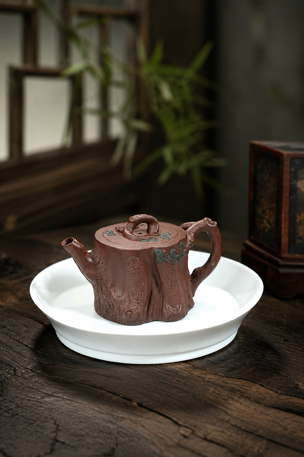 Product view 4 of 130ml Sculptural Form zisha teapot in Dicaoqing Zini Clay, No. 359