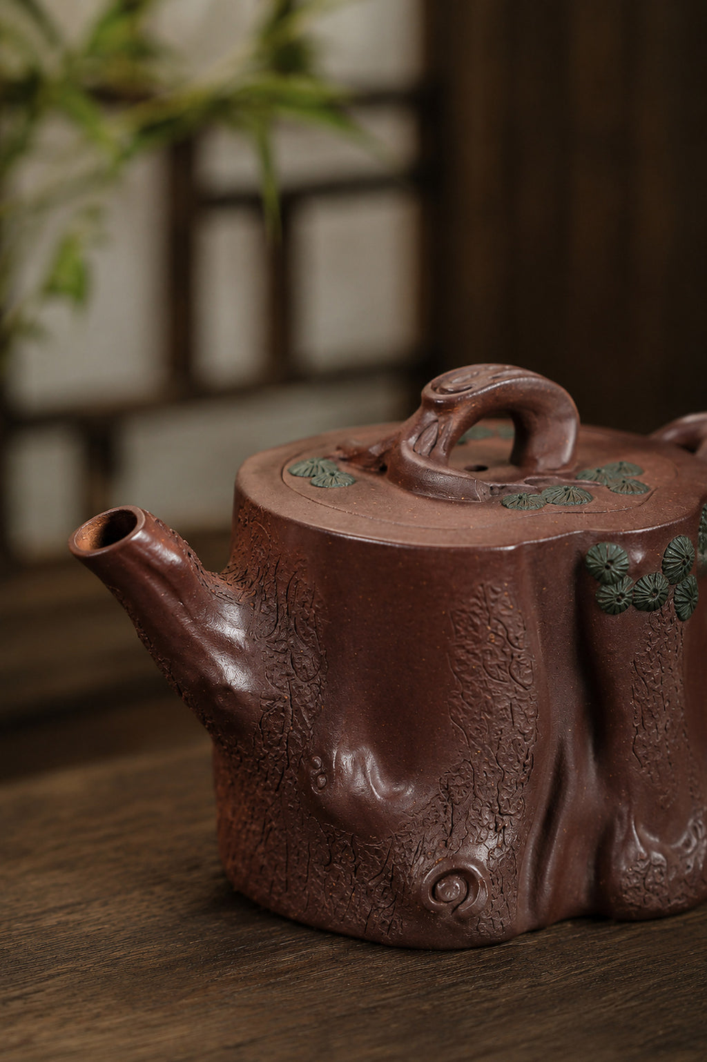 Product view 8 of 130ml Sculptural Form zisha teapot in Dicaoqing Zini Clay, No. 359