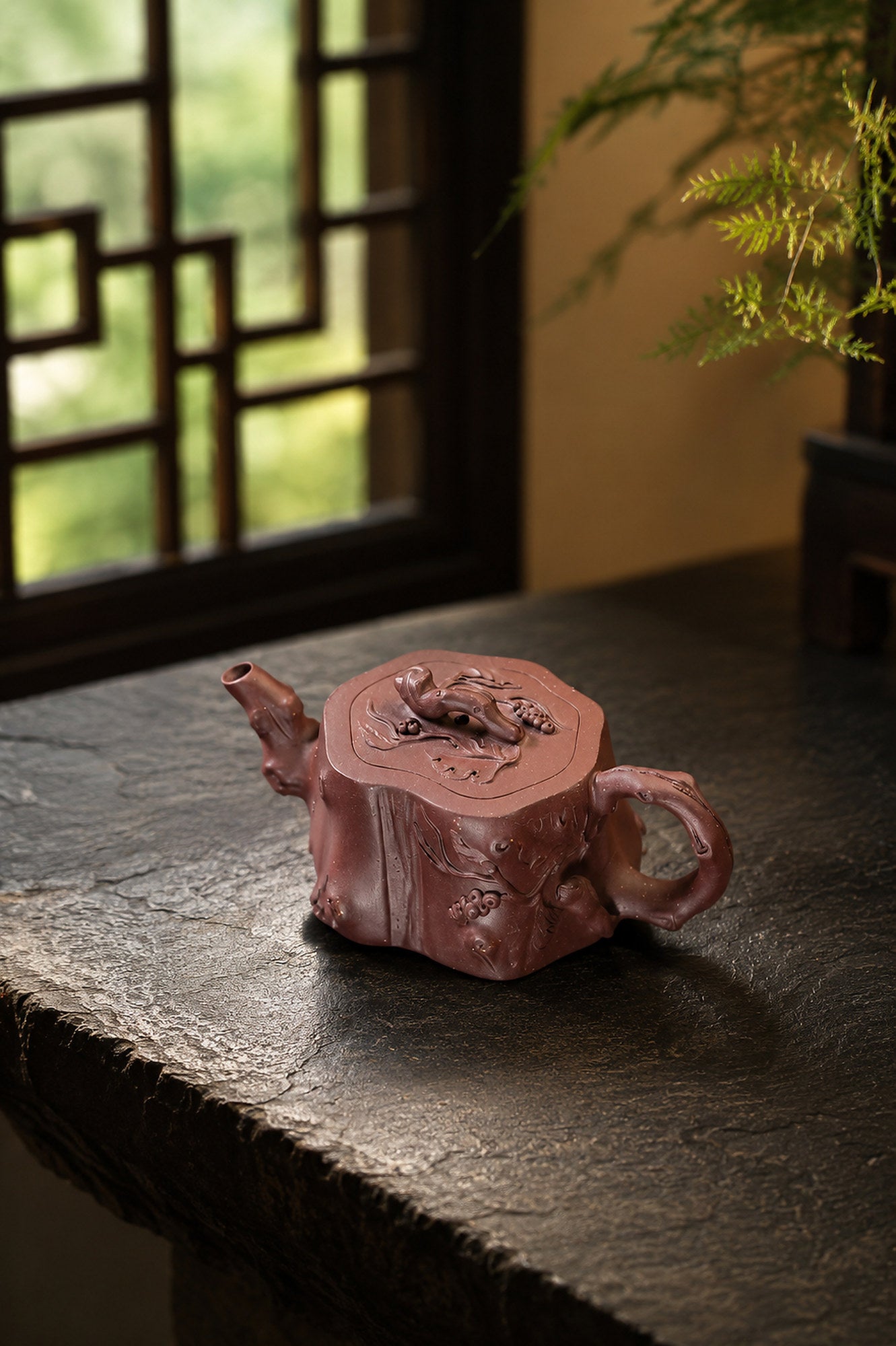 Product view 2 of 50ml Sculptural Form zisha teapot in Dicaoqing Zini Clay, No. 446