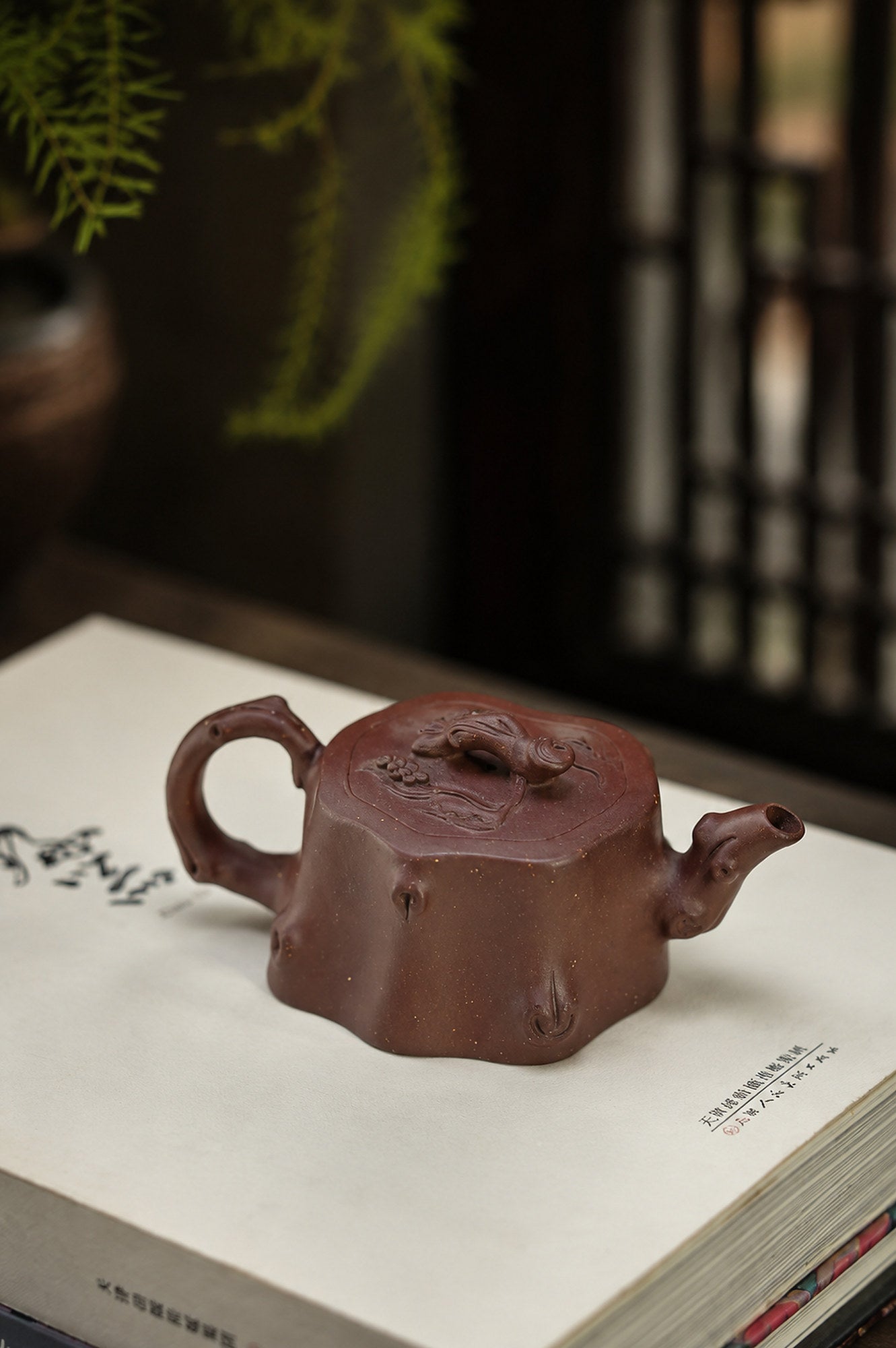 Product view 5 of 50ml Sculptural Form zisha teapot in Dicaoqing Zini Clay, No. 446