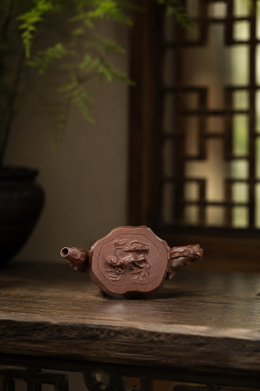 Product view 7 of 50ml Sculptural Form zisha teapot in Dicaoqing Zini Clay, No. 446