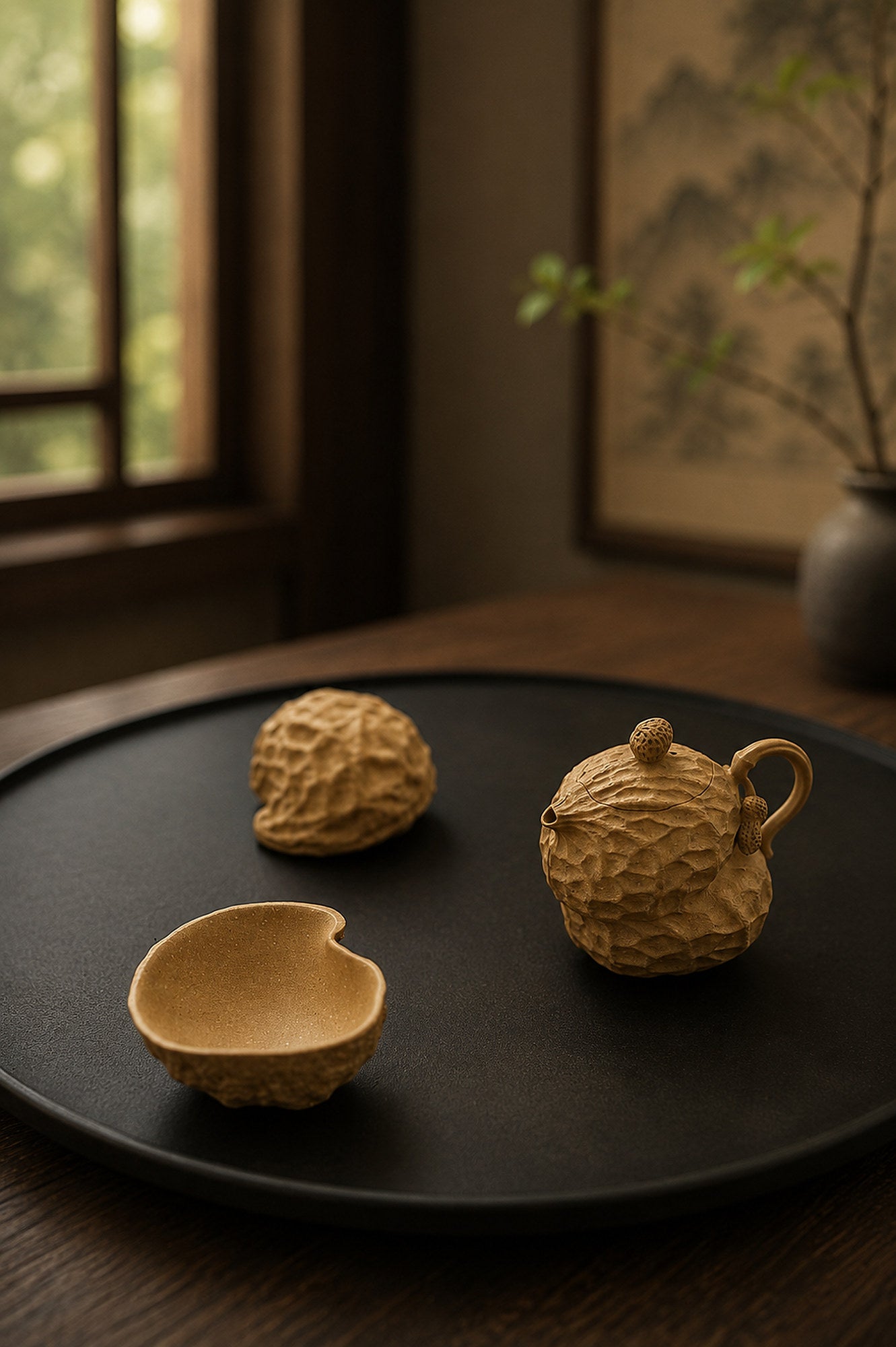 Product view 2 of 80ml Sculptural Form zisha teapot in Golden Duanni Clay, No. 275