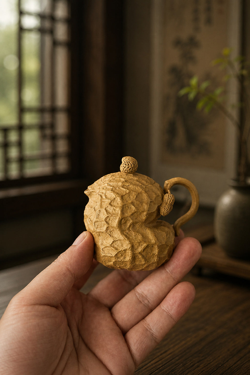 Product view 6 of 80ml Sculptural Form zisha teapot in Golden Duanni Clay, No. 275