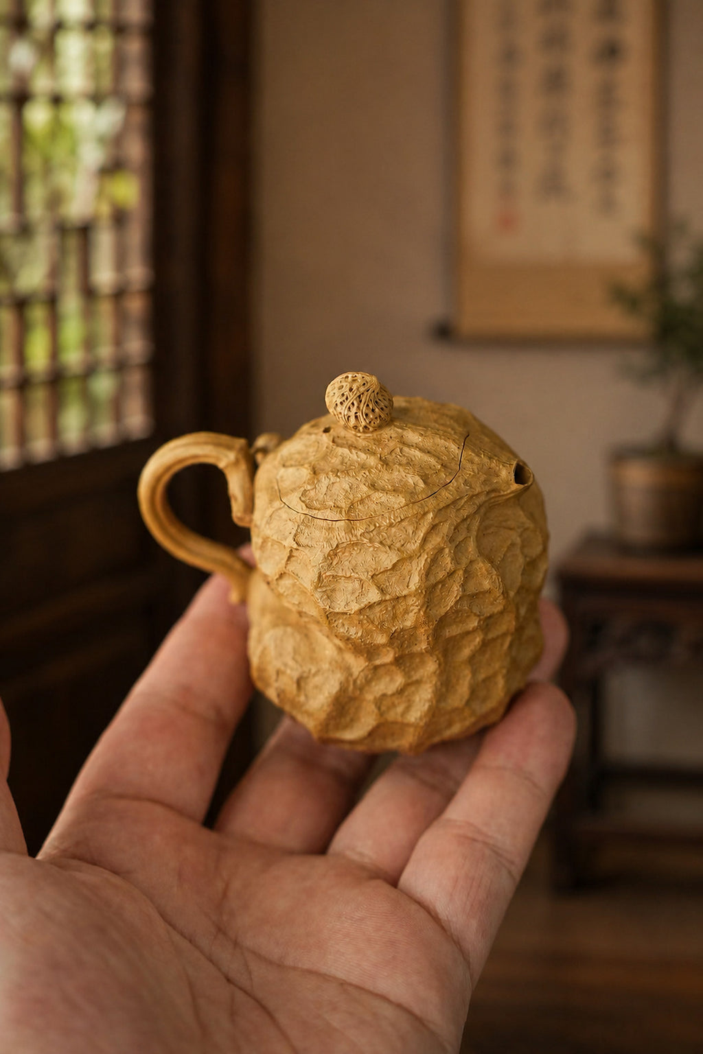 Product view 7 of 80ml Sculptural Form zisha teapot in Golden Duanni Clay, No. 275