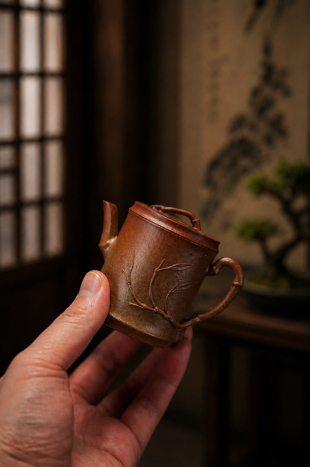 Product view 7 of 95ml Sculptural Form zisha teapot in Golden Duanni Clay, No. 281