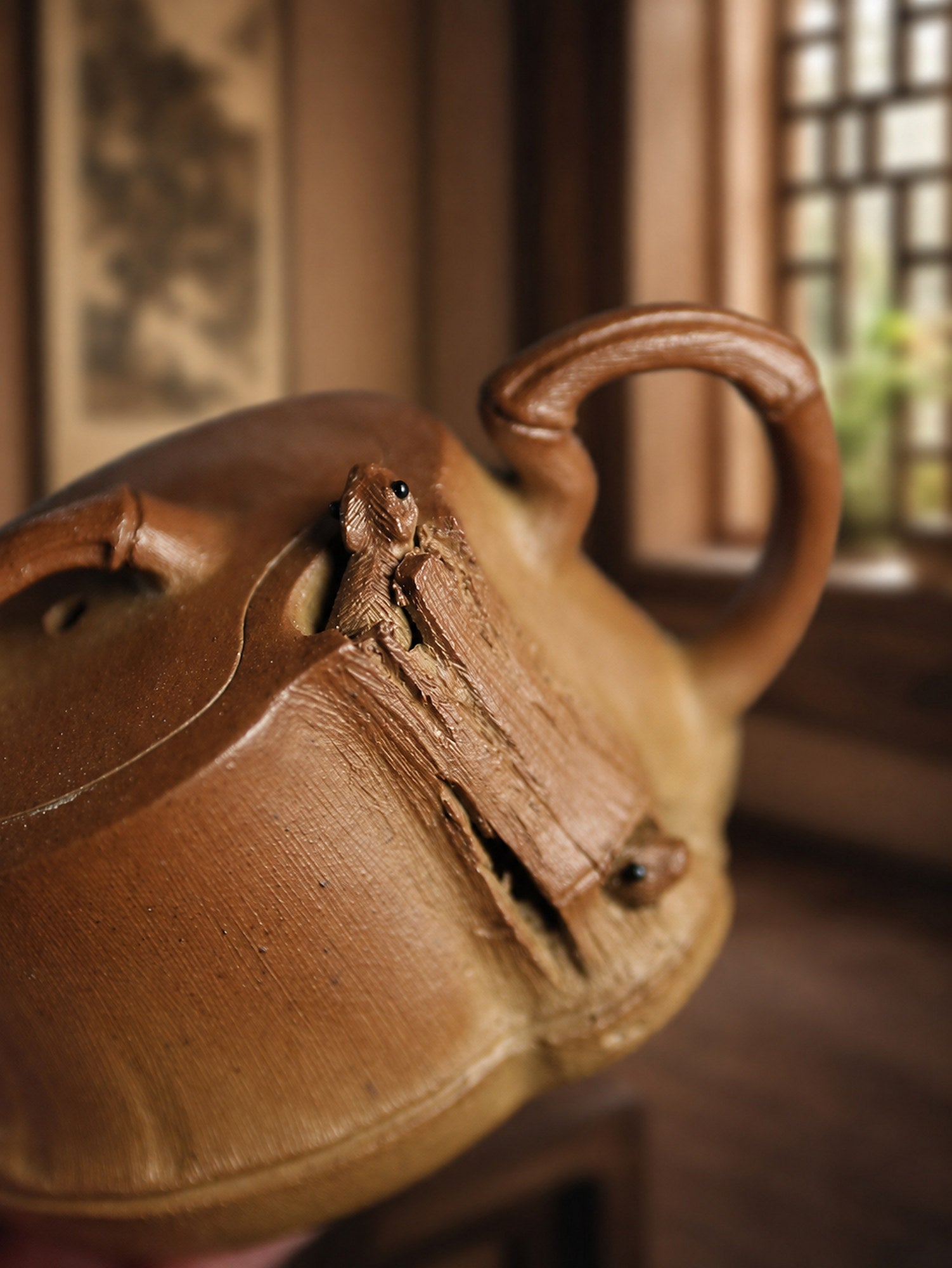 Product view 1 of 80ml Sculptural Form zisha teapot in Golden Duanni Clay, No. 298